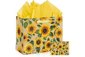 Large Sunflower Gift Bag with Tissue Paper and Greeting Card Yellow Sunflower Party Favor Bags Decorations Floral Sunflower Treat Candy Paper: Print Design and Production Notes