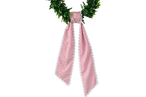 DYSHAYEN Wreath Sash for Front Door, Pink Plaid with White Trim: Fabric Sourcing and Quality Notes