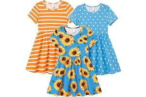 Toddler Girls Floral Skater Dress 3-Pack A-Line Short Sleeve Outfits: OEM Production and Sizing Notes