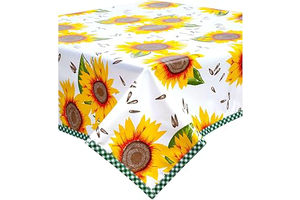 Sunflower Oilcloth Tablecloths with Green Gingham Trim (48x84): Fabric Sourcing and Quality Notes