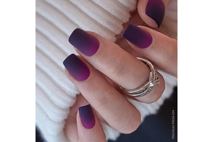 CurvLife Short Square Ombre Press On Nails, Frosted Purple Pink, Soft Gel: Ombre Dyeing and Production Notes