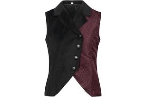 Men's Collar Jacquard Vest Button Down Sleeveless Vampire Tailcoat Medieval Renaissance Costume Waistcoat: Jacquard Weave and Production Notes