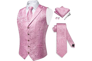 Mens Notch Lapel Suit Vest and Silk Tie Set 5PCS: Jacquard Weave and Production Notes