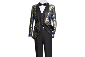 Men's Slim Fit 3-Piece Floral Jacquard Tuxedo Suit for Wedding Prom: Jacquard Weave and Production Notes