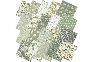 Ganeen 60 Pcs 10 x 10 Inch Cottagecore Sage Green Quilting Fabric Squares: Print Design and Production Notes