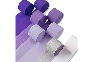 PartyWoo Purple Crepe Paper 8pcs 656 FT Lavender Light Silver Streamers: Ombre Dyeing and Production Notes