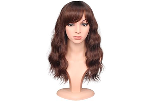 Brown Wavy Wigs For Women Synthetic Wigs With Bangs For Daily Use 16 Inch(Ombre Brown): Ombre Dyeing and Production Notes