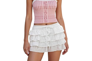 Women Mini Layered Ruffle Skirt Jacquard Elastic Waist A-line Short Cake Skirt Casual Summer Streetwear: Jacquard Weave and Production Notes