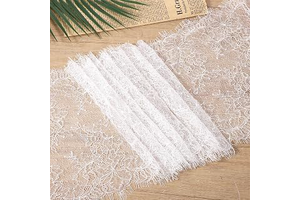 9.45" Wide 3.2 Yard Floral Embroidered Laces Fabric, White Eyelash Lace Fabric, High Density Weaving Lace Ribbon with Floral Pattern for: Fabric Sourcing and Quality Notes