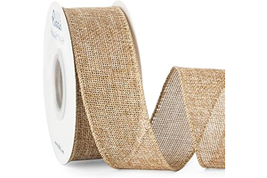 Ribbli Burlap Wired Edge Ribbon,1-1/2 Inch x 10 Yard,Natural,Solid for Big Bow,Wreath,Tree, Outdoor Decoration: Jacquard Weave and Production Notes