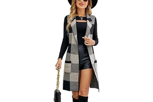 Women's Open Front Plaid Sweater Vest Notched Lapel Sleeveless Jacquard Knit Vest Jacket: Jacquard Weave and Production Notes