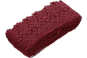 MECCANIXITY Cotton Lace Trim Vintage Crochet 3inch x 3yard Wine Red Stretch Lace Edge Ribbon for DIY Scrapbooking Clothes Curtain Slipcover: Jacquard Weave and Production Notes