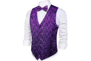 Men Christmas Vests Bowtie Red Green Xmas Holiday Waistcoat 4PCS: Jacquard Weave and Production Notes