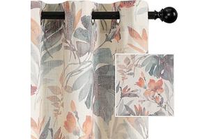 MYSKY HOME Floral Curtains 84 inches Long Printed Grommet Cotton Curtains for Living Room Bedroom Light Filtering Linen Style Curtain Burlap: Print Design and Production Notes