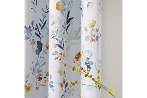 MYSKY HOME Floral Blackout Curtains 84 inches Long 2 Panels Yellow and Blue: Print Design and Production Notes