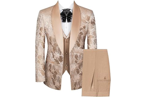 Men's Three Pieces Suit Jacquard Jacket Solid Vest and Pants Single Breasted Tuxedos for Banquet: Jacquard Weave and Production Notes
