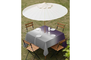Purple White Grey Gradient Outdoor Tablecloth with Umbrella Hole and Zipper, Modern Minimalist Ombre Color Art Table Cloth Waterproof Washable: Ombre Dyeing and Production Notes