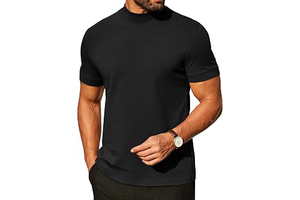 Mens Mock Turtleneck Shirts Casual Premium Cotton Short Sleeve Shirt Basic Half Neck T-Shirts: OEM Production and Sizing Notes
