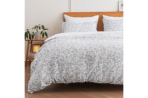 SLEEP ZONE Queen Duvet Cover Set, Farmhouse Gray Leaf Jacquard: Jacquard Weave and Production Notes