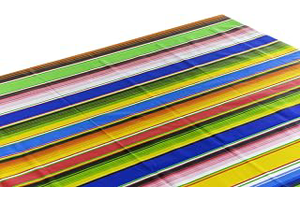 Alux Serape Oilcloth Tablecloth - Blue and Yellow - Plastic Vinyl PVC - Mantel de Plastic (55x90in Rectangle): Fabric Sourcing and Quality Notes