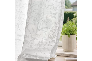 Anmao White Semi Sheer Light Filtering Curtains 84 Inches Long 2 Panels, Leaf Pattern Drapes for Living Room Bedroom, Rod Pocket Sheer Window: Print Design and Production Notes
