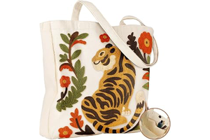 Miss Adola Floral Embroidery Canvas Tote Bag with Pocket: Print Design and Production Notes