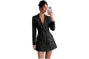 Jacquard Blazer Dress for Women Satin Double Breasted Prom Suit Jacket: Jacquard Weave and Production Notes