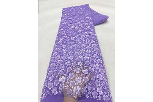 African 3D Flower Lace 5 Yards Nigerian Beaded Sequins Tulle Fabric for Sew Wedding Dress Women DIY Cloth (5 Yards,Purple): Fabric Sourcing and Quality Notes