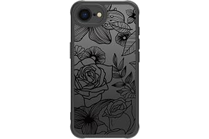 Dumkery Cute Flower Phone Case for iPhone 16e, Rose iPhone 17e Cases, Aesthetic Black Line Art Floral Pattern Print, Hard PC Heavy Duty: Print Design and Production Notes