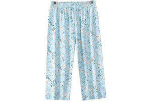 Women Pajama Capri Pants Plus Size Soft Cotton Sleep Lounge Pj Bottoms Floral Printed Summer Breathable Capris: Print Design and Production Notes