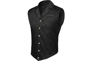 Mens Vintage Jacquard Suit Vest Gothic Steampunk Victorian Waistcoat Vest: Jacquard Weave and Production Notes