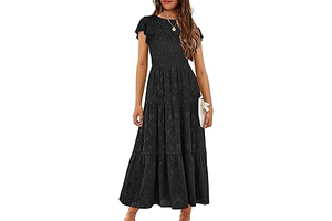 Girls Elegant Maxi Dress Smocked Ruffle Formal Party for 6-12Y: Jacquard Weave and Production Notes