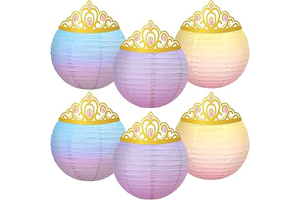 CHUNNIN 6Pcs Princess Hanging Paper Lanterns with Crown Cutouts Classroom Decoration Gradient Pastel Tissue Lantern Lamp for Wedding Birthday: Ombre Dyeing and Production Notes