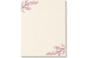 Cherry Blossoms Printable Letterhead Stationery Paper - 50 Sheets 8.5" x 11" Decorative Writing Paper - Floral Letter Paper - 28lb Bond (105gsm): Print Design and Production Notes