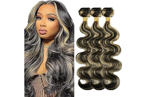26 28 30 inch 330g 12A P1B27 Highlight Blonde Body Wave Human Hair Bundles: Ombre Dyeing and Production Notes