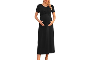 Summer Maternity Dress with Back Tie, V Neck Empire Waist A Line Midi for Baby Shower Photoshoot Casual Wear S-XXL: OEM Production and Sizing Notes