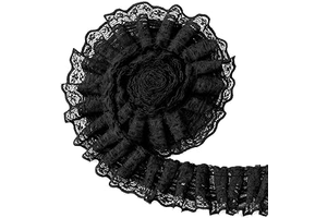 5 Yards Double Layer Ruffle Trim, 1.97 in Width Black Lace Ribbon, Vintage Lace Fabric Embroidered for Sewing, Clothes, Dresses, Craft, Bag: Fabric Sourcing and Quality Notes
