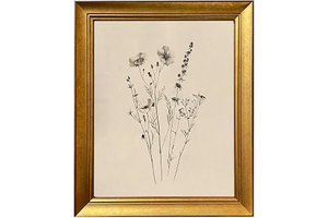 Vintage Framed Minimalist Botanical Line Wall Art Canvas Print Wildflower Sketch Painting Neutral Floral Nursery Artwork Cottage Core Decor: Print Design and Production Notes