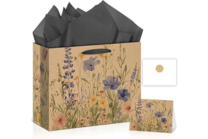 Wildflower Gift Bag Christmas Gifts Wild Floral Birthday Bag with Wrapping Paper Card Sticker Envelope for Watercolor Flower Christian Presents: Print Design and Production Notes