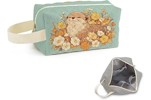 Floral Otter Printed Quilted Cosmetic Bag: Print Design and Production Notes