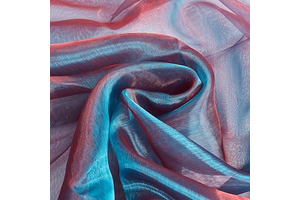 BENECREAT 3.28 Yards Two Tone Lightweight Sheer Organza Fabric, 59 Inch Iridescent Holographic Gauze Fabric Sheer for Wedding Dress, Fashion: Ombre Dyeing and Production Notes