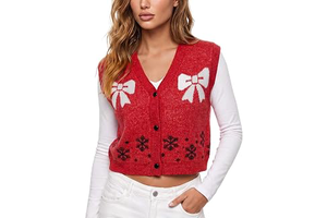 Women Christmas V Neck Knit Vest Button Down Sleeveless Cardigan: Jacquard Weave and Production Notes