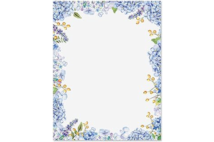 Current Hydrangeas Floral Letter Paper - Spring Stationery Papers With Decorative Hydrangeas Border, Printable Holiday, Wedding & Bridal Shower: Print Design and Production Notes