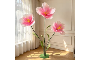 5.9Ft Giant Paper Blush & Champagne Ombre Iceland Poppy Flowers with Stand: Ombre Dyeing and Production Notes