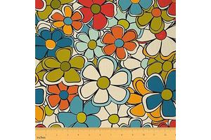 Feelyou Retro Hippie Flower Fabric By The Yard 1 Yard 60s 70s Groovy Decorative Soft Flannel Cartoon Vintage Boho Plant Floral Botanical: Print Design and Production Notes
