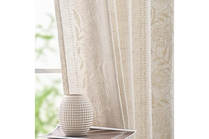 jinchan Ivory Floral Linen Curtains for Living Room 84" Back Tab 2 Panels: Print Design and Production Notes
