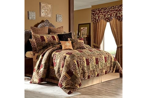 Loom and Mill 9-Piece Traditional Patchwork King Comforter Set, Red Gold: Jacquard Weave and Production Notes