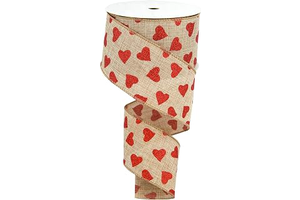 2.5'' x 10 Yard Valentine's Day Wired Edge Ribbon, Burlap Printed Red Heart Ribbons Gift Wrapping Ribbon for DIY Craft Wedding Party Wreath Bows: Fabric Sourcing and Quality Notes