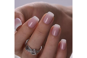CurvLife Short Square Press On Nails, Milky Blush Nude Pink: Ombre Dyeing and Production Notes