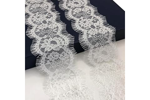 Eyelash Lace Fabric with Floral Pattern 4 Inches Wide Lace Trim Ribbon 6 Yards for Sewing, Decorating, Floral Designing and Crafts - H610 (White): Fabric Sourcing and Quality Notes